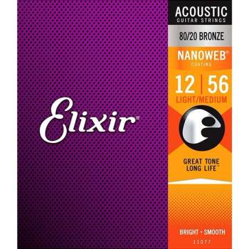 Elixir NanoWeb Light/Medium, Струни за акустична китара 12-56 (NW12-56A)