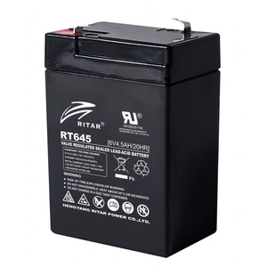 Ritar Оловна батерия RITAR, (RT645) AGM, 6V, 4.5Ah, 70/ 47/ 99mm, Терминал1 (RITAR-RT645) - hits