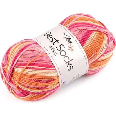 Pletací příze Best Socks samovzorovací / ponožkovka 100 g Varianta: 24 (7413) růžová, Balení: 1 ks 53648/133793/276229