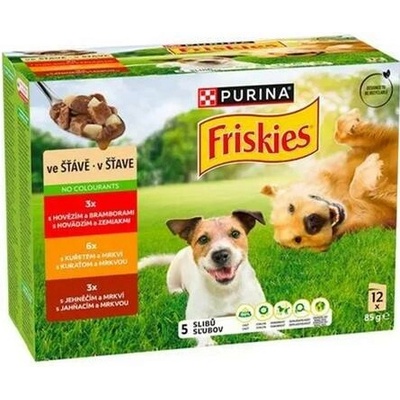 Nestlé Friskies dog Adult Multipack hovädzie&kuracie&jahňacie v šťave 12 x 85 g