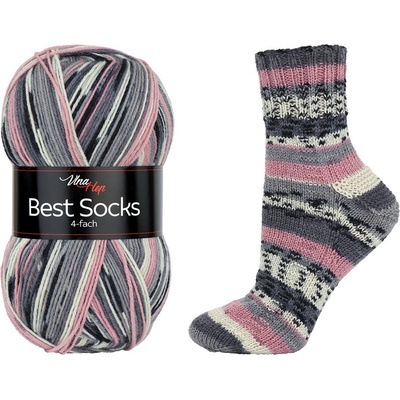 Vlna - Hep příze Best Socks 7079 krémová, růžová, šedá, černá