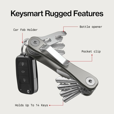 Klíčenka KeySmart Rugged organizátor klíčů Titanium Titanium