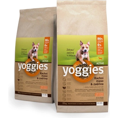 Yoggies Active granule lisované za studena s probiotiky Kachní maso & zvěřina 30 kg