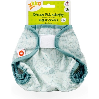 XKKO Svrchní PUL kalhotky Newborn Safari Granite Green