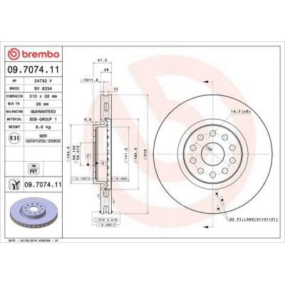 Brzdový kotúč BREMBO PRIME LINE - UV Coated 09.7074.11