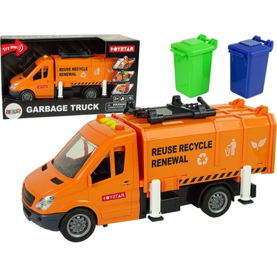 LEANToys Import Popelářský vůz se zvukovými efekty třecího pohonu Orange