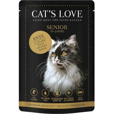 Cat's Love Senior, mokré krmivo s kachní příchutí 12 × 85 g