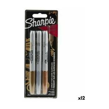 Sharpie Комплект Химикали с Филц Sharpie Многоцветен Метален 3 Части 1 mm (12 броя)