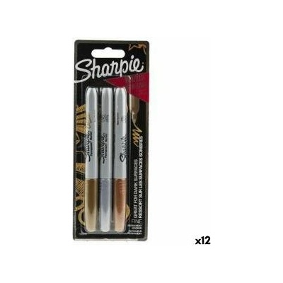 Sharpie Комплект Химикали с Филц Sharpie Многоцветен Метален 3 Части 1 mm (12 броя)