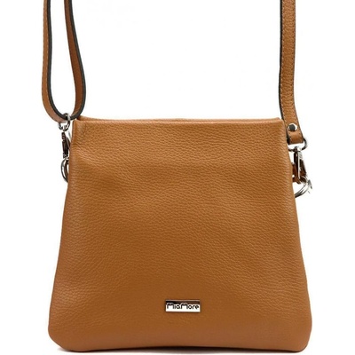MiaMore kožená crossbody dámská kabelka se třemi oddíly camel hnědá