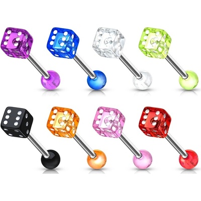 Šperky4U piercing do jazyku hrací kostka PJ01087-C