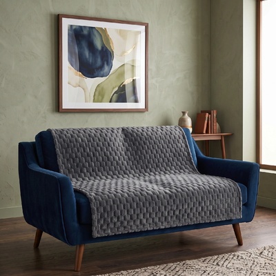 MyBestHome GOLD Přehoz na sedačku a pohovku FLANELA šedý 170x210 cm