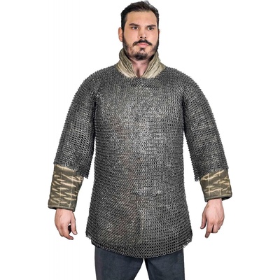Lord of Battles Kroužková košile z nerezu krátké rukávy nýtované ploché kroužky Ø 9 mm