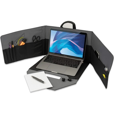 4smarts Laptop Bag Mobile Office with Privacy Mode - елегантна разгъваема чанта за преносими компютри до 16 инча (тъмносив)