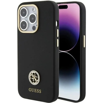 GUESS Силиконов калъф Guess Logo Strass 4G за iPhone 15 Pro Max - черен (3666339148515)