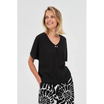 Moodo Черна свободна блуза с къс ръкав Moodo | Cheren | ЖЕНИ | XS