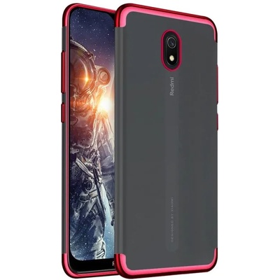 Xiaomi Силиконов прозрачен кейс New Electro за Xiaomi Redmi 8A, Червена гланцирана рамка, Прозрачен (6127)