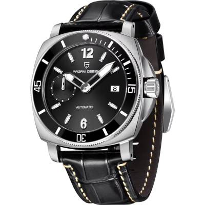 Pagani design Мъжки часовник Pagani Design Bower, Механичен, Естествена кожа, Черен (PD-1820-LEATHER-BLACK)