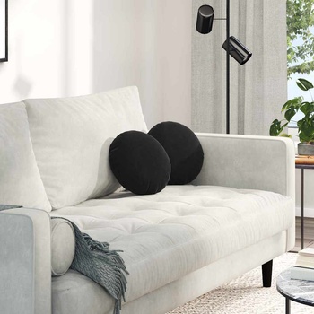 Image 1 of vidaXL Възглавници за седалки 2 pcs Черно Ø30 x 13 см Кадифе (42014106)