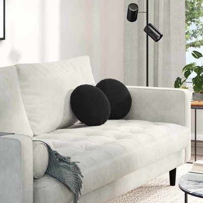 vidaXL Възглавници за седалки 2 pcs Черно Ø30 x 13 см Кадифе (42014106)