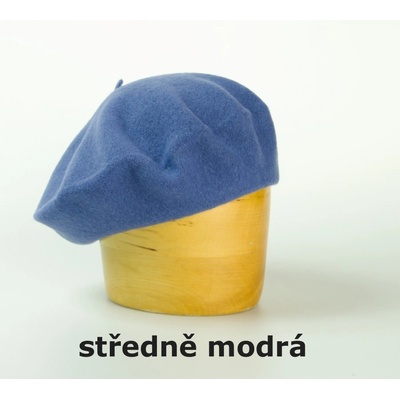 Vlněný baret jednobarevný 115´ stř. modrá