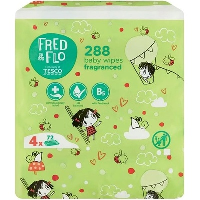 Tesco Fred & Flo dětské vlhčené ubrousky parfémované 4 x 72 ks