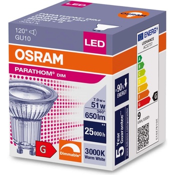 OSRAM LED крушка Ledvance PARATHOM, GU10, 7.9W, 650lm, 3000K (AC32737)
