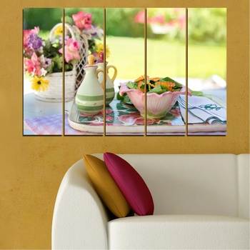 Vivid Home Картини пана Vivid Home от 5 части, Цветя, Канава, 160x100 см, 2-ра Форма №0522