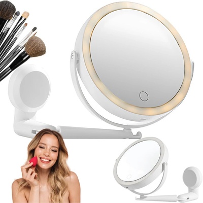 Verk LED MAKE-UP ZRCADLO OTOČNÉ ZVĚTŠOVACÍ ZRCADLO S 360°