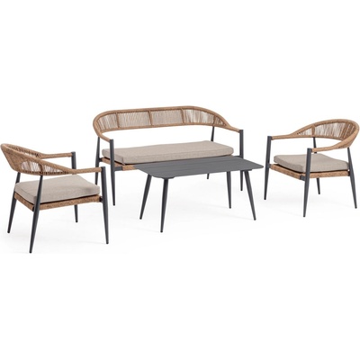 Bizzotto Jandia ТЪМЕН sa26/ЕСТЕСТВЕН ЦВЯТ ДИВАН set4 С ВЪЗГЛАВНИЦИ (0665025)