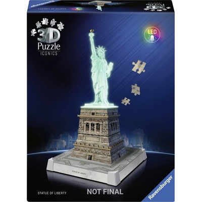 RAVENSBURGER 3D puzzle Iconics Svítící Socha Svobody (Noční edice) 108 ks – Zboží Dáma