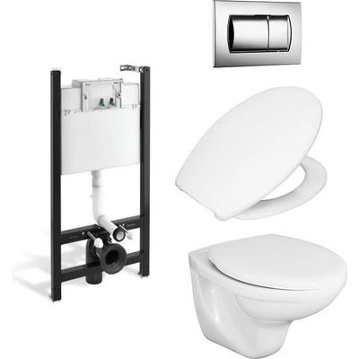 Roca Комплект Eco Solution с бутон хром гланц 4 в 1, NEO Rimless, WQ8Q23700000004 + WQ3U86210040003 +H8235710000001 + H8913970000001 (250073)