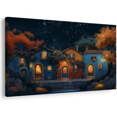Obraz vánoční vesnička pod hvězdami - 30x20