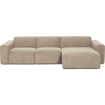 Scandic Бежов ъглов диван от велур (десен ъгъл) Sting - Scandic (STING CH. RIGHT WAVE 5-1)