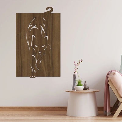 dřevo života Dřevěná dekorace na zeď Panter Rozměry (cm): 80x128, Zvolte barvu dekoru: Ořech