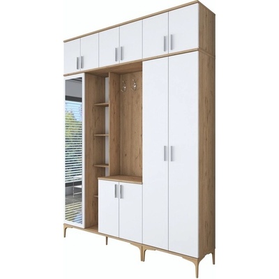 Sconto Predsieňová zostava ELA 11 orech/biela, 8 dvojitých háčikov