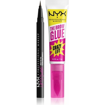 NYX Professional Makeup Lift&Snatch Brow Tint Pen fix na obočí 1 ml + NYX Professional Makeup The Brow Glue Crazy Lift gel na obočí 7 ml