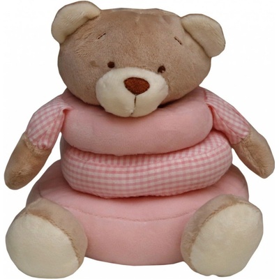 Baby Bruin plyšový medveď 17 cm v tvare prsteňa ružová