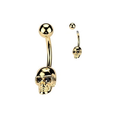 Šperky4U zlacený piercing do pupíku lebka WP0096-GD