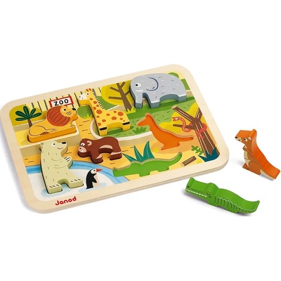 Janod Детски пъзел с 3D части Janod - Зоопарк (J07022)