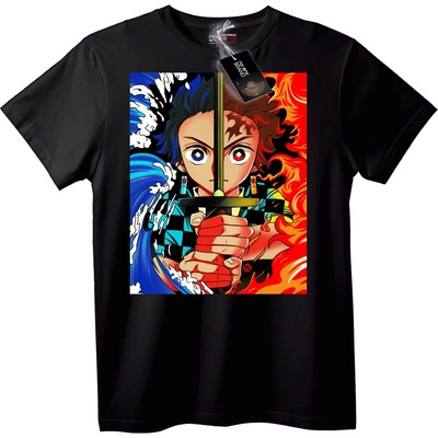 NOONEBRAND Тениска Demon Slayer разделен дизайн - L, Black