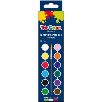 Toy Color Темперни бои 12 цвята с четка Toy Color