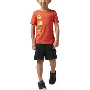 Reebok Essentials Logo short sleeve set - Orange / Black (Carotene)
