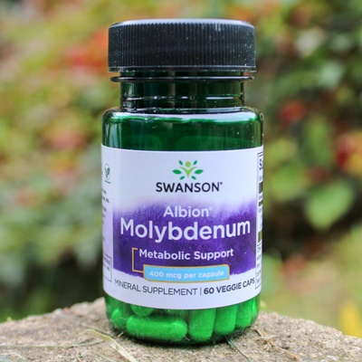 Swanson Albion Chelated Molybdenum molybden glycinát v chelátové vazbě 400 mcg 60 rostlinných kapslí