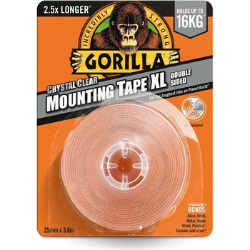 Gorilla Mounting Tape XL Obojstranná lepiaca páska 2,5 cm x 3,8 m křišťálovo číra