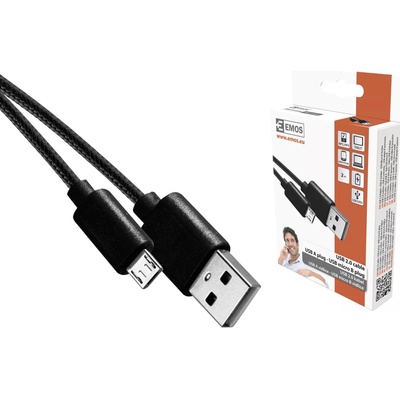 Emos SM7008BL USB 2.0 A/M - micro B/M, 2m, černý