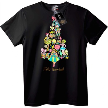NOONEBRAND Тениска с Коледна Елха - S, Black