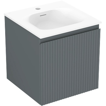 Mexen Rivel шкаф за баня 45 см с мивка Vela, 1 чекмедже, оребрен, графит мат/бял (91A20-04547-1-BF66-W23M01)