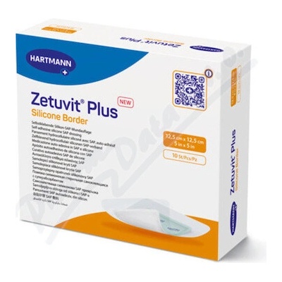 Zetuvit Plus Silicone B. 12,5×12,5 cm sil. krytie 10 ks