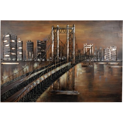 3D kovový nástěnný obraz Most v noci – 120x80 cm